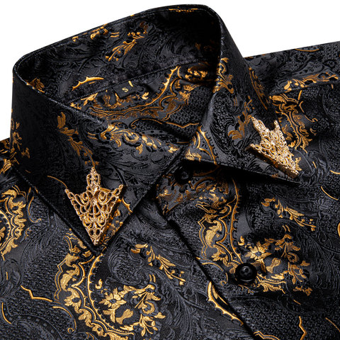 Men's Business Dress Shirts Black Long Sleeve Formal Button-Down Collar Shirt Slim Fit Spring&Autumn Men's Casual Shirt DiBanGu ► Photo 1/6