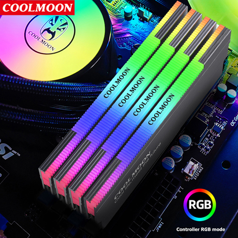 COOLMOON Aluminum Alloy RAM Heatsink Radiator Cooling Heat Sink Cooler for DDR3 DDR4 Desktop Memory Heat Support RGB Controller ► Photo 1/6