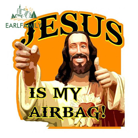 EARLFAMILY 13cm x 12.4cm JESUS IS MY AIRBAG Vinyl Decals Stickers Funny Car Styling Bumper Window Car Stickers ► Photo 1/4