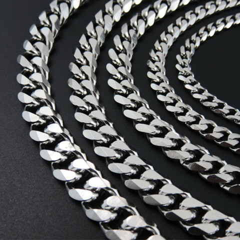 cuban chain necklace mens stainless steel gifts for male accessories hip hop chain on the neck lager long necklaces wholesale ► Photo 1/6