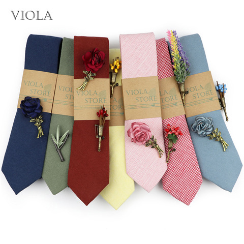 Solid Cotton 6cm Tie Rose Brooch Set Flower Pin Pink Necktie Men Wedding Party Suit Gift Beautiful Cravat Accessory Exclusive ► Photo 1/3