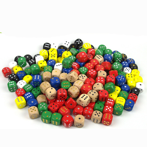 10 pcs/set 16mm Point Cubes Round Coener Dice Set Wooden 6 Sided Colorful Point Dice Board Game Accessory ► Photo 1/4