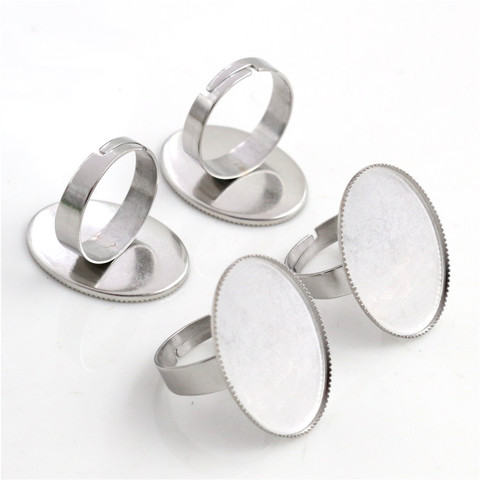 18x25mm 13x18mm 10pcs/Lot No Fade Stainless Steel Adjustable Ring Settings Blank/Base,Fit Oval Glass Cabochons ► Photo 1/2