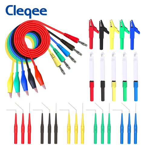 Cleqee Back Probe Kit 30PCS Banana Plug to Copper Alligator Clip with Wire Piercing Probes Car Repairing Auto Test Leads Kit ► Photo 1/6