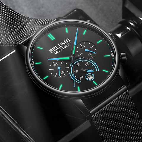 BELUSHI 2022 New Fashion Mens Watches Top Luxury Brand Sport Quartz Luminous Waterproof Chronograph Wristwatch Mens Watches ► Photo 1/6