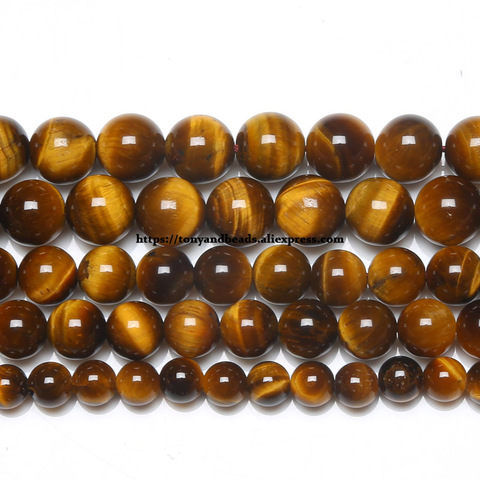 Natural Stone AA Quality Brown Gold Tiger Eye Agates Round Beads 15