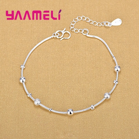 Charm 925 Sterling Silver Water Wave Chain Bracelet Solid Silver Fashion Women Girls Lady Fine Silver Jewelry ► Photo 1/6