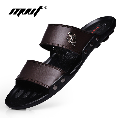 Casual Famous Brand  Men Sandals Shoes Slippers Summer Flip Flops Beach Men Shoes Leather Sandalias Zapatos hombre ► Photo 1/6