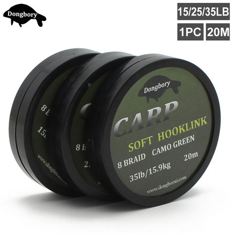 20M Camo Green Carp Fishing Line Soft Hooklinks 8 Strand Braid Carp Wire Hook Links Non Coated Fishing Line for Carp Rigs Tackle ► Photo 1/6