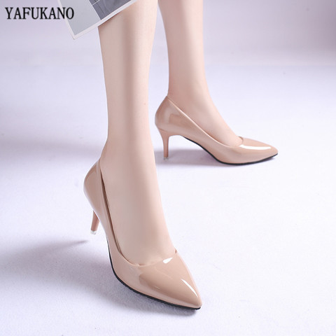 Nude Brand Fashion Woman Shoes Pointed Toe Fine With Heels Shallow Mouth High Heels Patent Leather Summer Pumps Shoes Mujer 7cm ► Photo 1/6