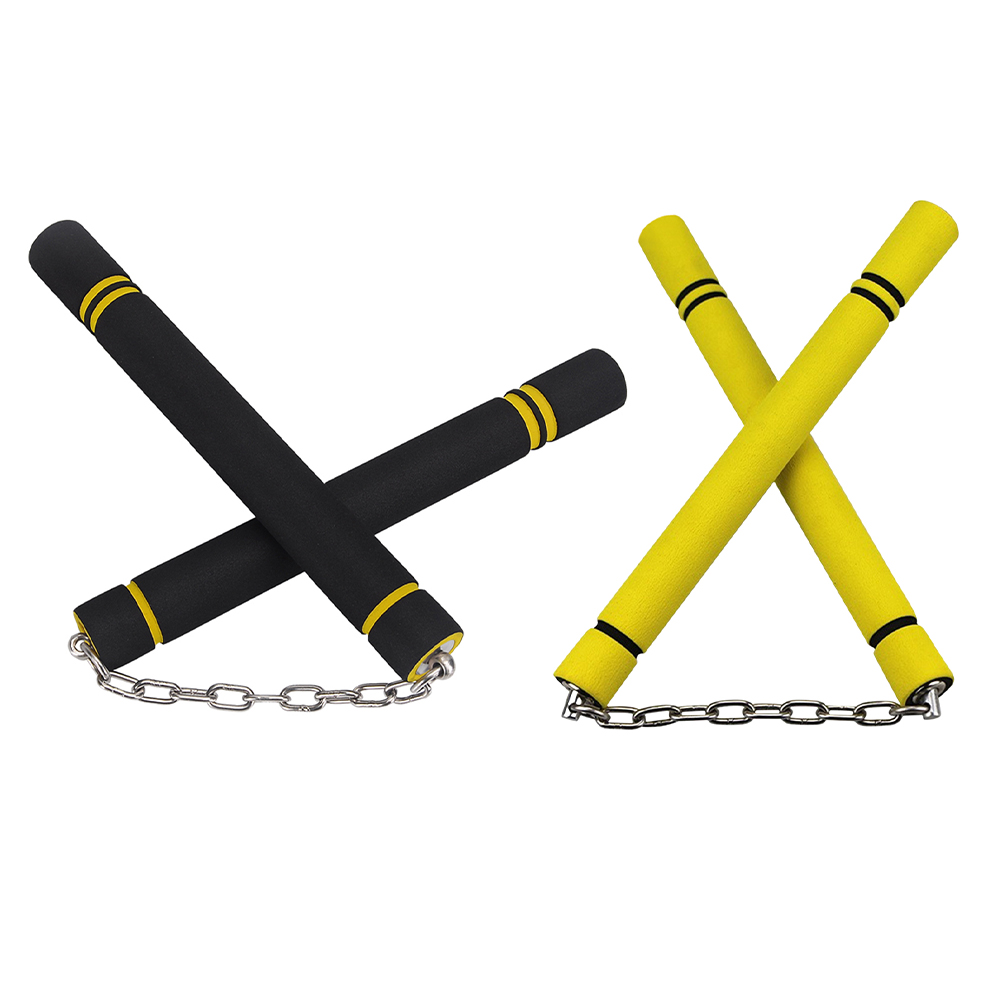 Nunchaku Martial Arts Foam Nunchucks Sponge Stick Practice Yellow/Black Chain 