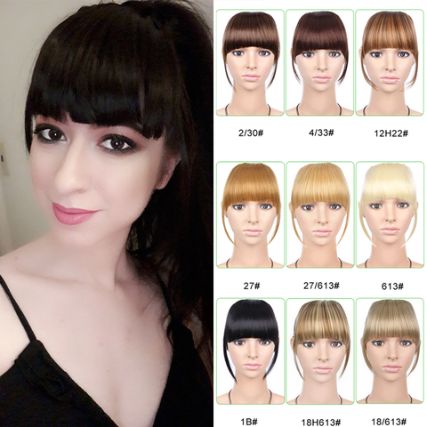 AliLeader Neat Front False Fringe Clip In Bangs Hairpiece With High Temperature Synthetic Hair ► Photo 1/6
