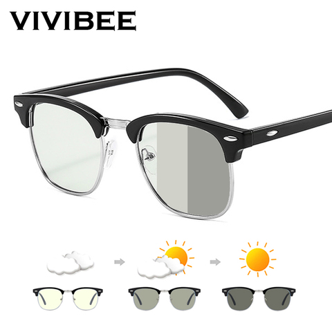 Semi Rimless Photochromic Glasses Men Anti Blue Light Blocking Color Changing Eyeglasses Square Computer Ray Retro Women Eyewear ► Photo 1/6