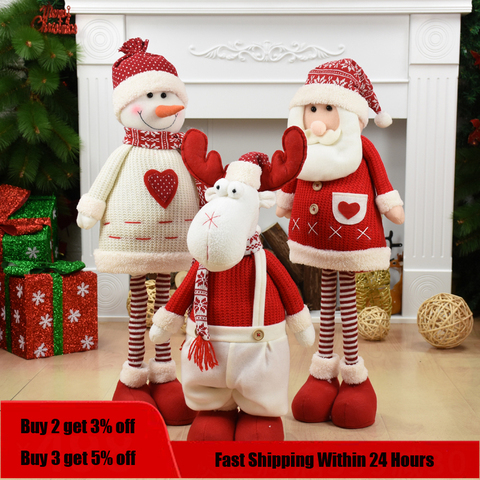 Big Size Christmas Dolls Retractable Santa Claus Snowman Elk Toys Xmas Figurines Christmas Gift for Kid Red Xmas Tree Ornament ► Photo 1/6