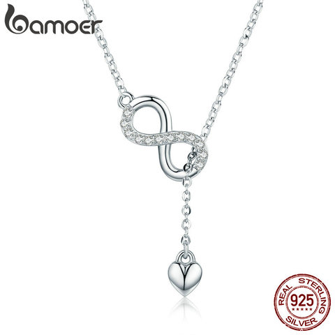 BAMOER Hot Sale 100% 925 Sterling Silver Infinity Forever Love Chain Pendant Necklaces for Women Sterling Silver Jewelry SCN223 ► Photo 1/6
