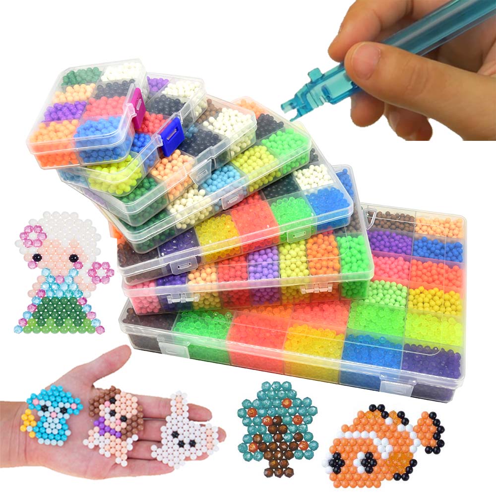 Magic Beads Kits Water Sticky Perler Beados Pegboard Set Fuse Jigsaw Puzzle  Education Toys for Kids