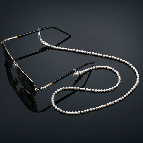 COLOUR_MAX  Pearl Beaded Eyeglass Chains Glasses Reading Eyeglasses Holder Strap Cords Lanyards for Women Girls,White ► Photo 1/6