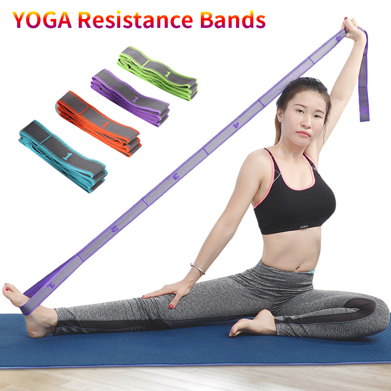 2Pcs Adults 8 Loops Latin Yoga Stretching Strap Gym Dance Resistance Band 