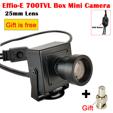 New Mini CCTV Camera High Resolution 700TVL Sony Effio-E 25mm Board Lens CCTV Security Box Color Mini Camera with osd menu cable ► Photo 1/6