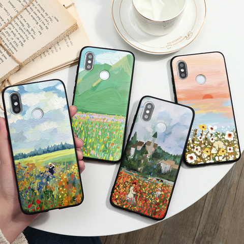 Art Oil Painting Case For Xiaomi Redmi Note 8T 9 8 7 6 Pro 5 9A S2 Cover For Xiaomi Mi Note 10 A3 A2 8 9 Lite 9T Pro A1 5X 6X ► Photo 1/6