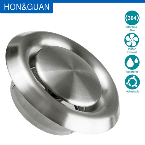 Hon&Guan Stainless Steel Vents, Round Stainless Steel Wall Cover Air Vents Bull Nosed External Extractor Outlet Vents 4'' 6'' ► Photo 1/6