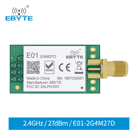 nRF24L01 PA LNA nRF24L01P 2.4GHz Module 27dBm Wireless Transceiver Module Long Distance Small Size for Smart Home E01-2G4M27D ► Photo 1/5