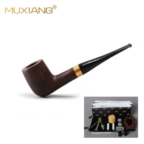 RU-Hot Sale Ebony Wooden Smoking Pipe With 9mm Activated Carbon Filter Cigar Pipes Accessories For Boyfriend Father Gift ac00M ► Photo 1/6