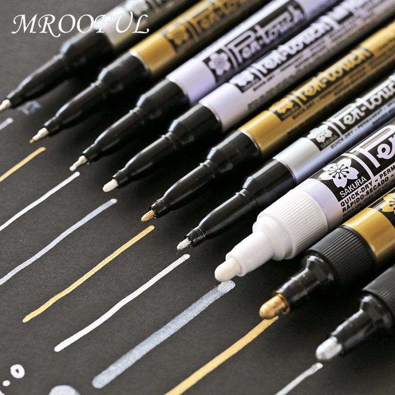 SAKURA Pen-Touch Metallic Markers Opaque Oil Paint Pens 0.7 Mm 1.0 Mm 2.0  Mm White Gold Silver Japan - AliExpress