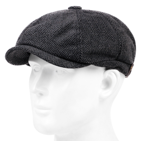 Fashion Wool Newsboy Caps Men Herringbone Flat Caps Women Coffee British Gatsby Caps Autumn Winter warm Woolen Hats gorras ► Photo 1/6