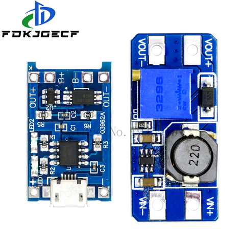 5pc Micro USB 5V 1A 18650 TP4056 Lithium Battery Charger Module Charging Board With Protection MT3608 2A DC-DC Step Up Converter ► Photo 1/6