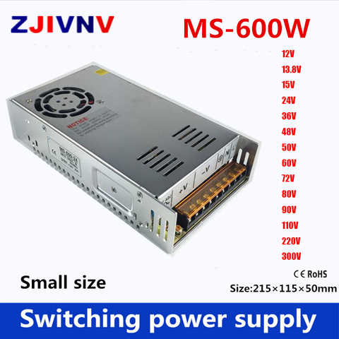 600W Small Size Switching Power Supply Single Output AC-DC 5v 12V 13.8v 15V 24V 27V 36V 48V 50V 60V 72V 80V 90V 110V 220V 300V ► Photo 1/3