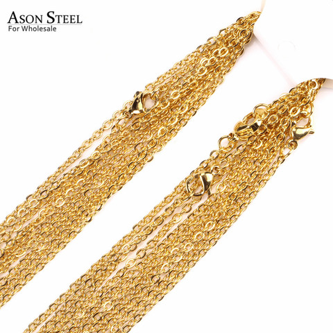 ASONSTEEL 10pcs/Lot 2mm/1mm Gold/Silver Color Cuban Link Chain Necklace for Jewelry Making Stainless Steel Fashion Long Choker ► Photo 1/6