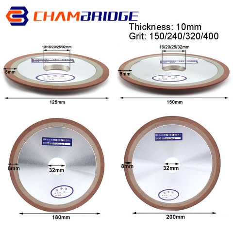 Diamond Grinding Wheel 125/150/180/200mm Cutting Disc Resin Bond Grinder For Tungsten Steel Milling Cutter Sharpener 150-400Grit ► Photo 1/6