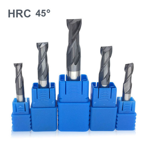 HRC 45 Degree 2 Flutes Tungsten Carbide Alloy TiAIN Coating End Mill  Milling Cutter For Alloy Steel Stainless Steel Iron Copper ► Photo 1/6