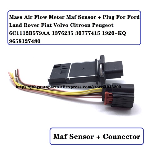 Mass Air Flow Meter Sensor Plug For Ford Land Rover Fiat Volvo Citroen Peugeot 6C1112B579AA 1376235 30777415 1920-KQ 9658127480 ► Photo 1/6