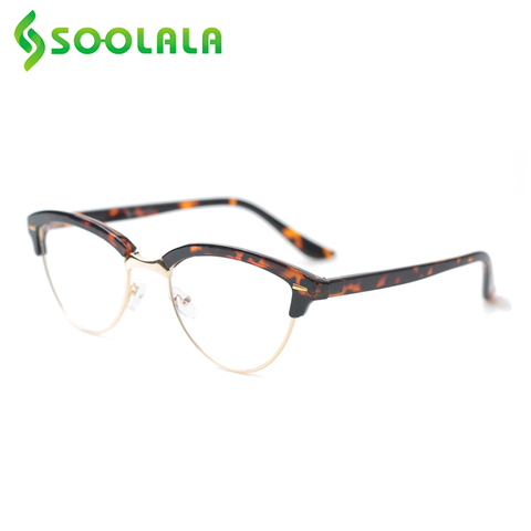 SOOLALA Semi-rimless Anti Blue Light Cat Eye Reading Glasses Women Magnifying Eyeglasses Presbyopia Sunglasses Reading Glasses ► Photo 1/6