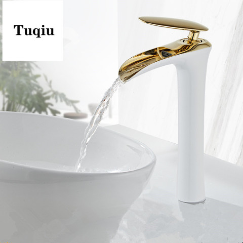 Basin Faucets Waterfall Bathroom Faucet Single handle Basin Mixer Tap Bath White Gold Faucet Brass Sink Water Crane Silver ► Photo 1/6