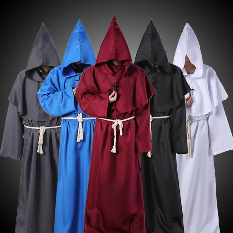 Medieval Halloween Christian Friar Priest Robes Witch Wizard Cloak Cape Party Death Ghost Vampire Devil Demon Cosplay Costumes ► Photo 1/6