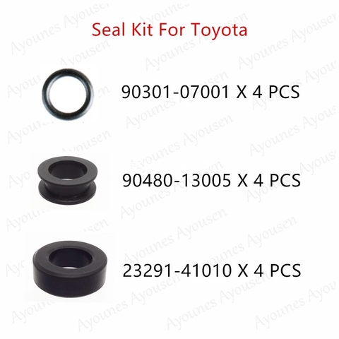 Free Shipping 4 Sets Rubber Seal Oring Kits  For Toyota 23291-41010, 90480-13005, 90301-07001 Hot Sale Auto Parts Aftermarket ► Photo 1/1