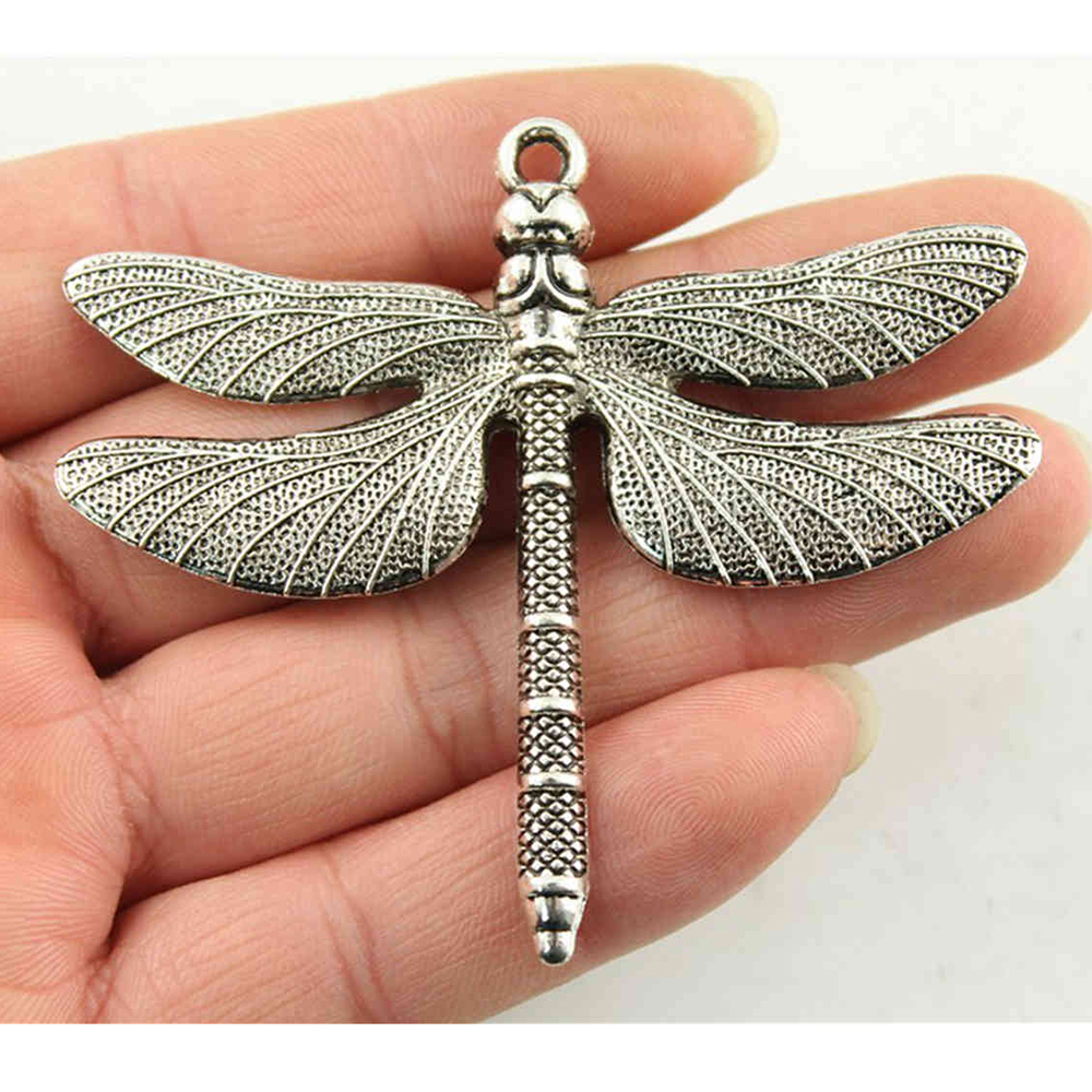 Dragonfly antique silver tone charms--craft supply--jewelry making