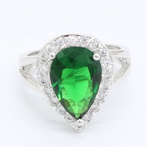Xutaayi  Classic Women Engagement Party Jewelry High Quality Big Tear Drop Green Crystal Rings with Zirconia Stones R_1324 ► Photo 1/6