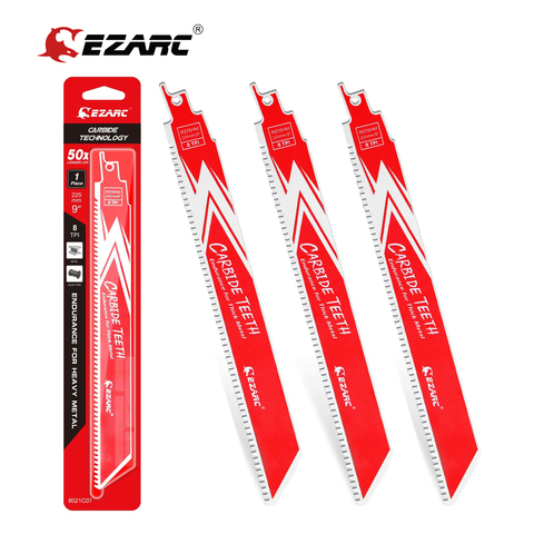 EZARC 1/2/3Pcs 225mm Carbide Reciprocating Saw Blade R978HM Endurance for Thick Metal, Cast Iron, Alloy Steel 9-Inch 8TPI ► Photo 1/6