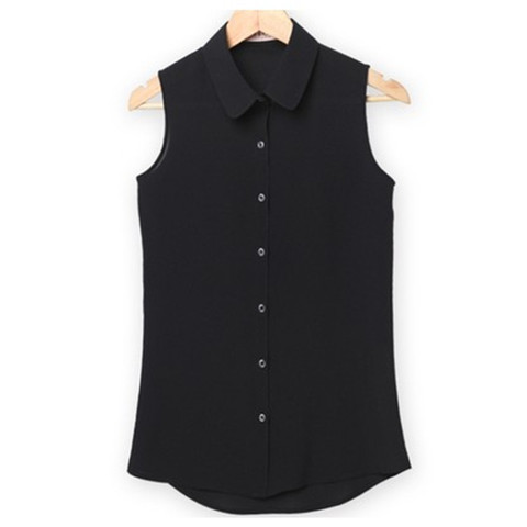 Camisa Blusas Femininas Women Tops Summer Sleeveless Solid Chiffon Shirts Blouses White Blouse Work Wear Office Shirt Blouses XX ► Photo 1/6