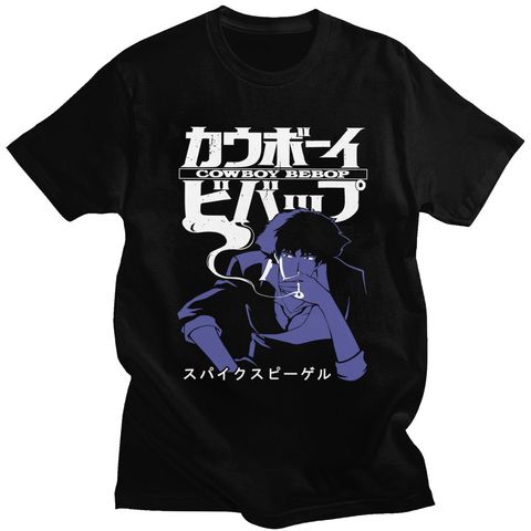 Cool Cowboy Bebop T Shirts Men Short Sleeve Casual Anime Space Spike Japanese Manga Jet Faye Tshirt O-neck Cotton Tee Tops Merch ► Photo 1/6