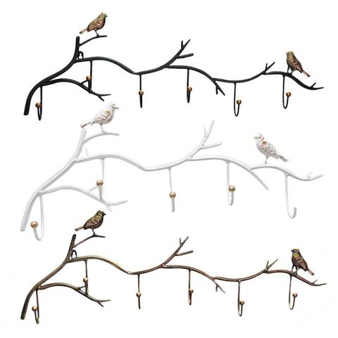 Wrought Iron Bird Door Hook Rack Clothes Rack Robe Key Holder Door Wall Mounted Hat Hanger Kitchen Wall Home Decoration 5 Hooks ► Photo 1/6