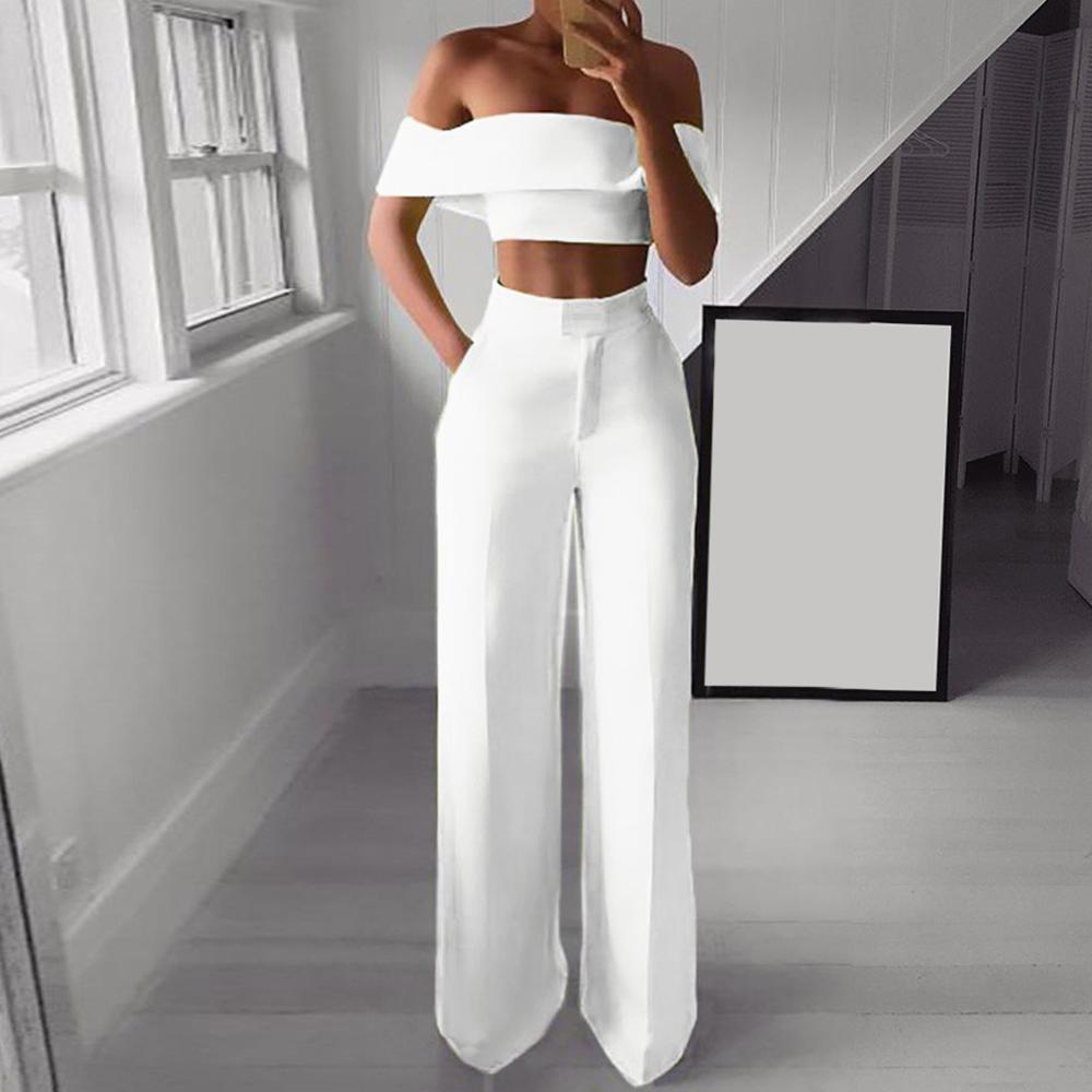 Lady Neon Green 2 Piece Set Women Solid Off the Shoulder Crop Top and Wide  Leg Pants 2022 Sexy Summer Two Piece Outfits #1220 - Price history u0026 Review  | AliExpress Seller -