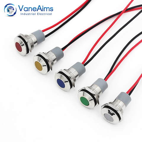 Light-Signal-Lamp wire metal-Indicator white White Red Blue Green Yellow Waterproof 14MM LED lamp light 12V24V220V FXB14-LED ► Photo 1/6