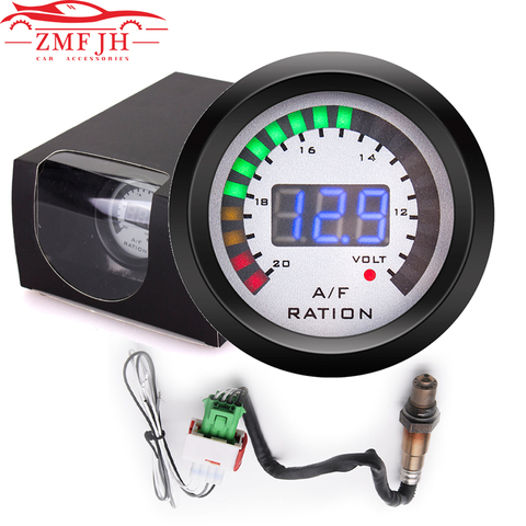 Digital 52mm Auto Air Fuel Ratio Gauge + Voltmeter volt Meter Indicator Smoked With Narrowband O2 Oxygen Sensor 0258006028 ► Photo 1/6