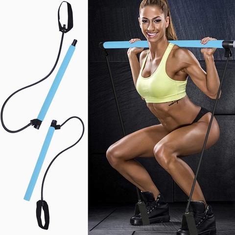 Portable Pilates Barbell Kit For Fitness Resistance Band Yoga Practice Home Gym Exercise Crunches Barbell Belt Stretching Fitnes ► Photo 1/1