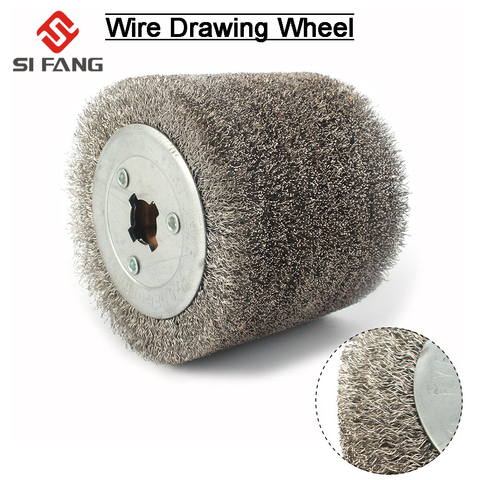 1 pcs Stainless Steel Wire Brush Wheel Wood Open Paint Polishing Deburring Wheel for Electric Striping Machine 100*120mm ► Photo 1/6